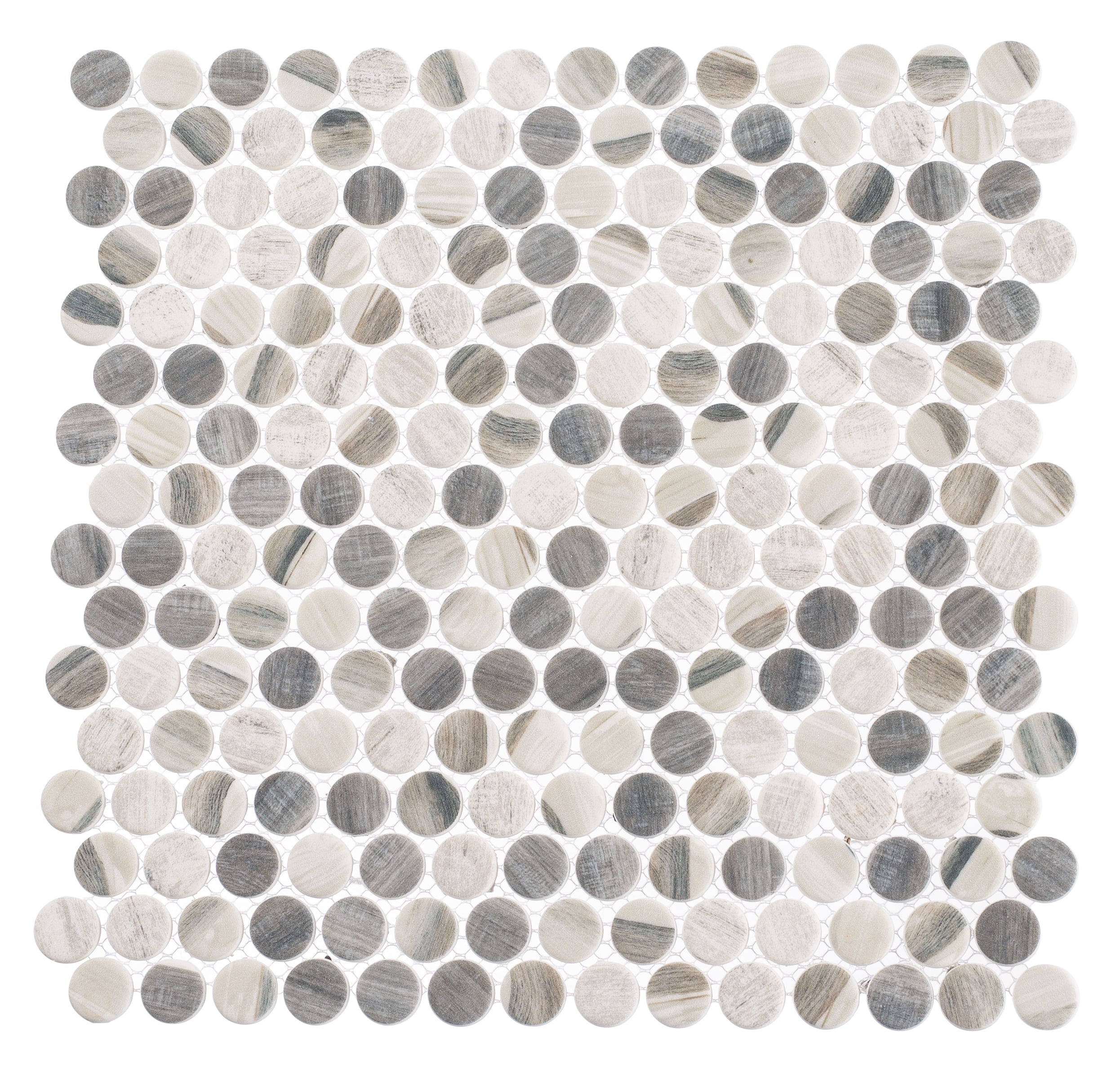 Dexo Rei Gray 1-in. Penny Round Matte Glass Mosaic Wall & Floor Tile