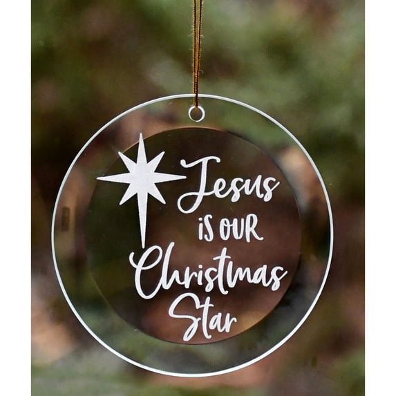 Dexsa Jesus Is Our Glass Christmas Ornament 4" x 4"