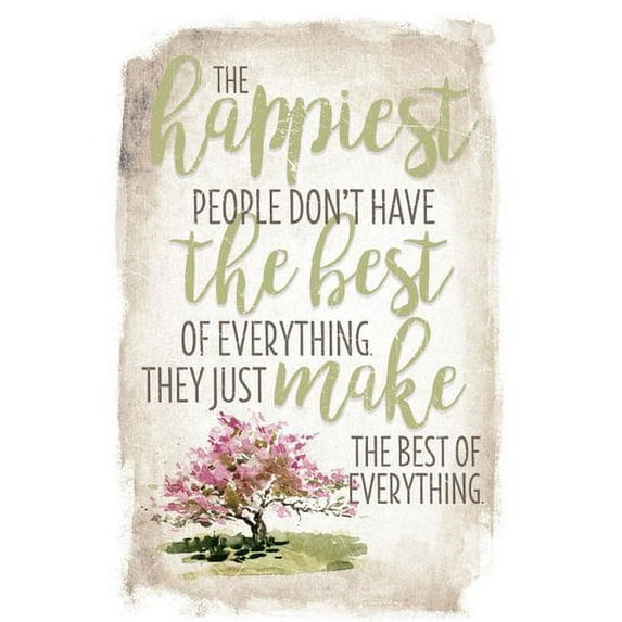 Dexsa New Horizon The Happiest People Textual Art on Wood