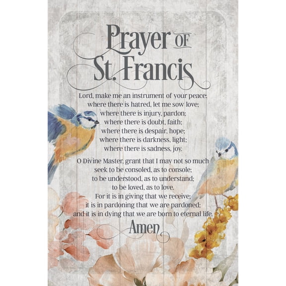 Dexsa Prayer Of St Francis Symbols of Faith Inspirational Wood Plaque 6 inches x 9 inches