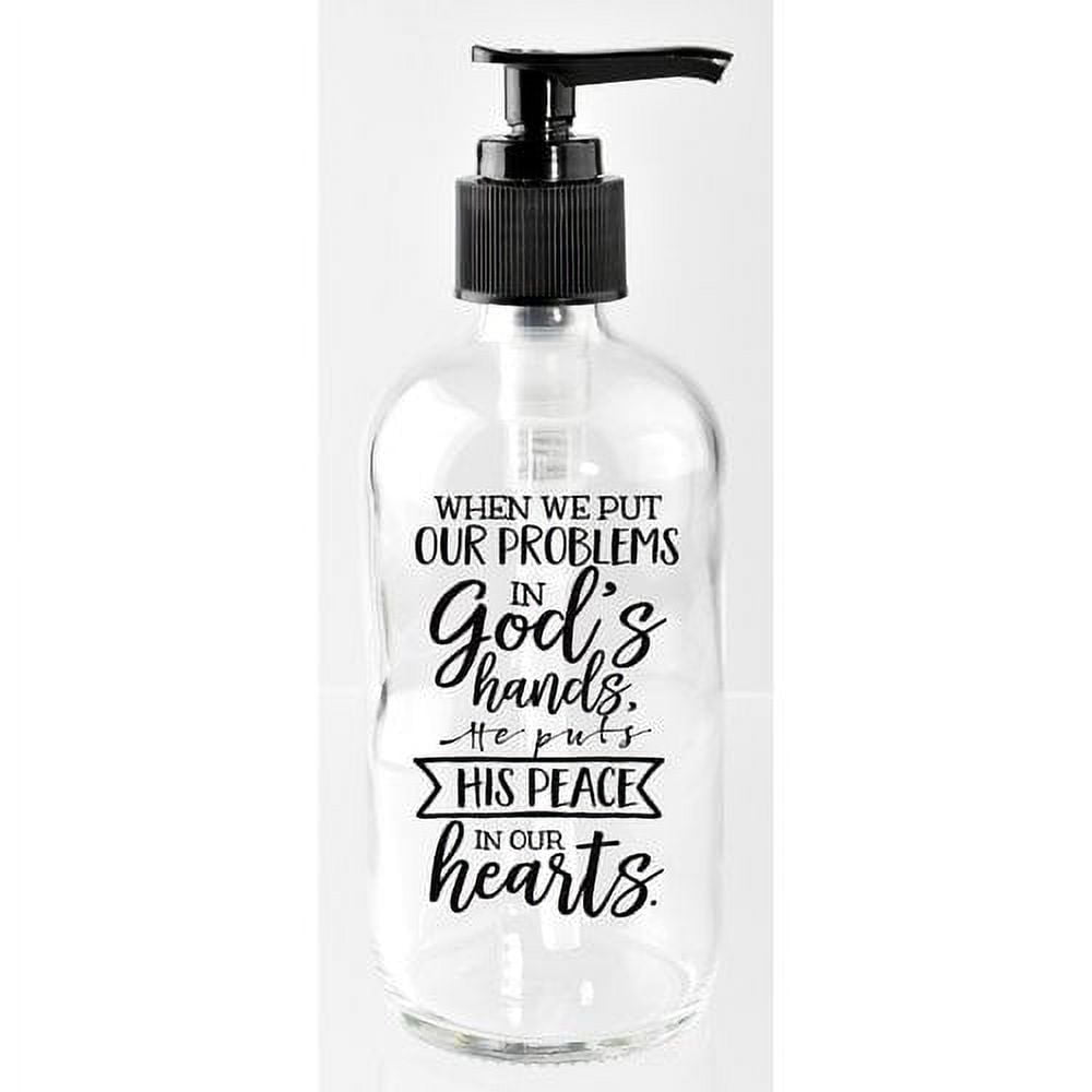 Inspirational Clear Glass 8 oz Soap Dispenser with Black Pump