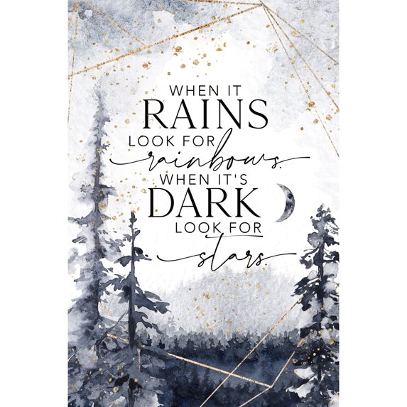 Dexsa When it Rains Wood Plaque with Inspiring Quote 6 in x 9 in - Easel and Hanging Hook