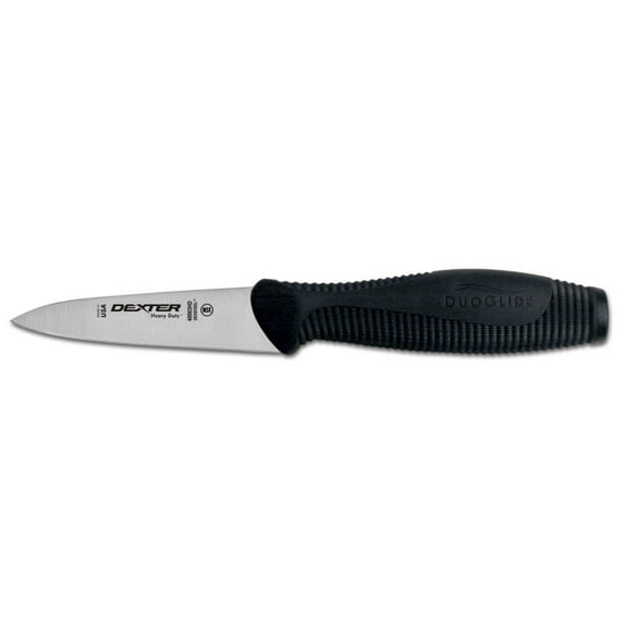 Dexter-Russell 40003 3-3/8" DuoGlide Black Paring Knife, Ergonomic Soft Grip Handle, High-Carbon Stainless Steel Blade, Made in USA