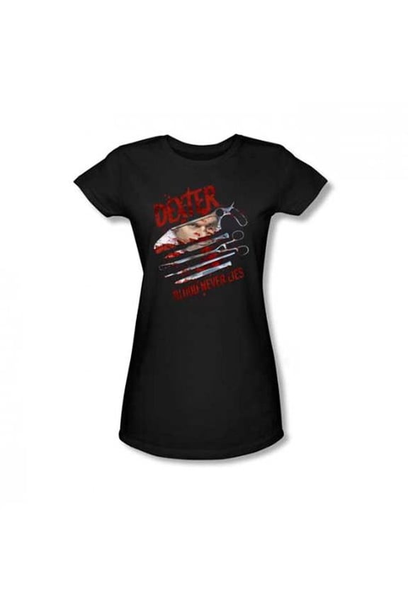 Dexter Blood Never Lies Juniors Black T-Shirt