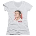thumbnail image 1 of Dexter Blood Splatter Junior Women's V-Neck T-Shirt White, 1 of 1
