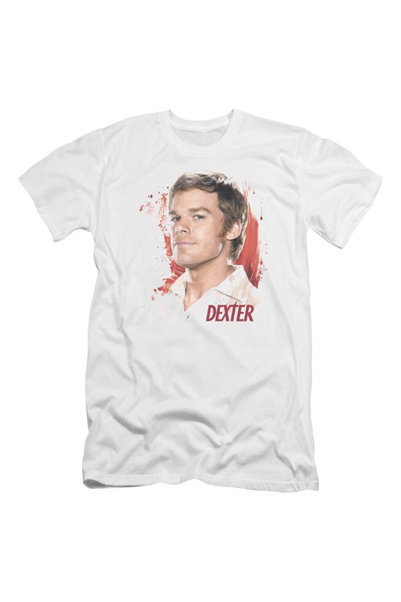 Dexter Blood Splatter Premium Adult Slim Fit 30/1 T-Shirt White