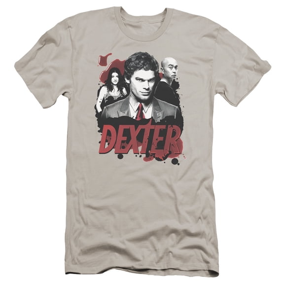Dexter Bloody Trio Premium Adult Slim Fit 30/1 T-Shirt Silver