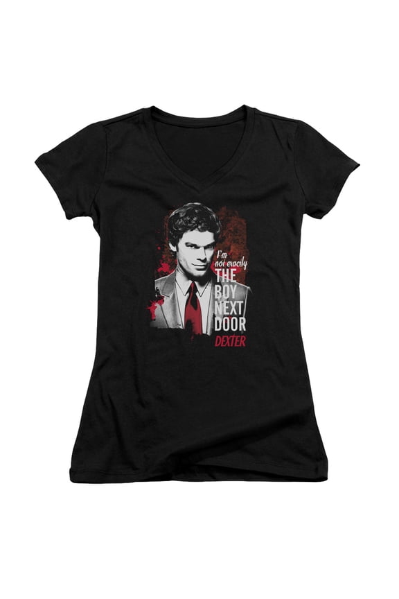 Dexter Boy Next Door Junior Women's V-Neck T-Shirt Black