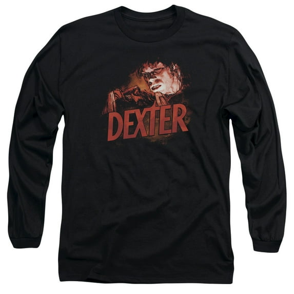 Dexter Drawing Long Sleeve Adult 18/1 T-Shirt Black