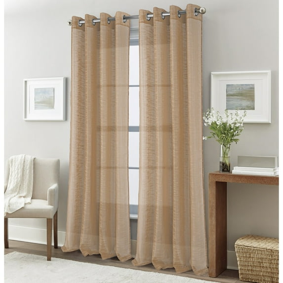 Dexter Linen Texture Window Curtain Panel 54" x 84" - 84 Inches - Taupe