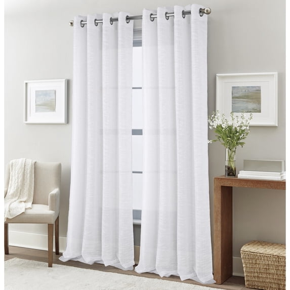 Dexter Linen Texture Window Curtain Panel 54" x 90" - 90 Inches - White