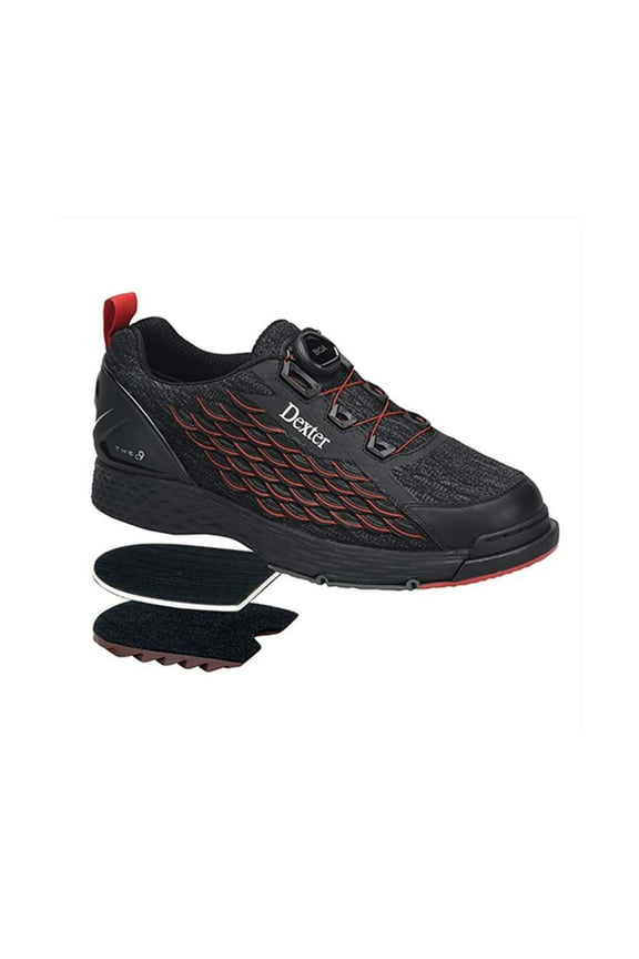 Dexter Mens C-9 Knit BOA WIDE Bowling Shoes Right Hand - Black/Red 11 W