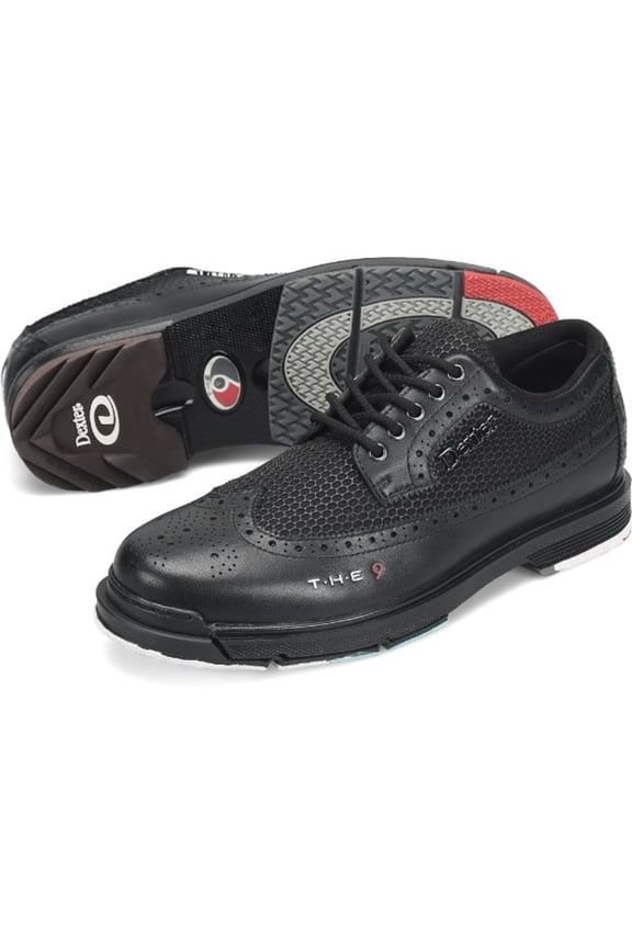 Mens The 9 Wing Tip Wide Black Bowling Shoes - 12