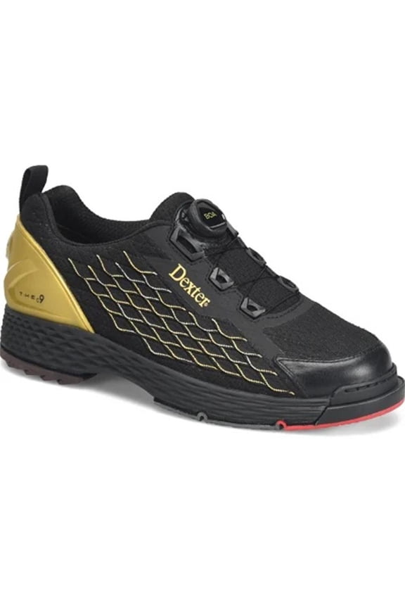 Dexter Mens WIDE WIDTH C9 Knit BOA Bowling Shoes - Black/Gold 9.5