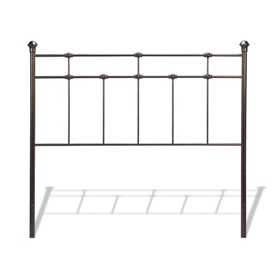 Dexter Metal Headboard Panel with Decorative Castings and Finial Posts, Hammered Brown Finish, Twin
