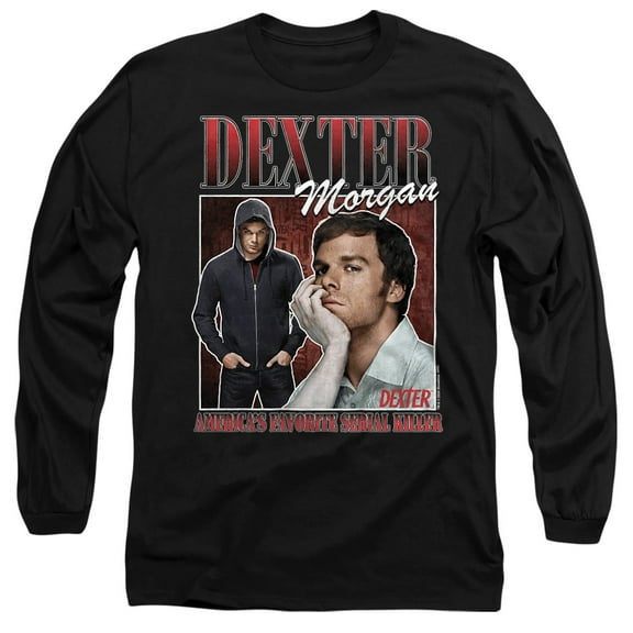 Dexter Morgan Bootleg Vibe Unisex Adult Long-Sleeve T Shirt, Black, Large