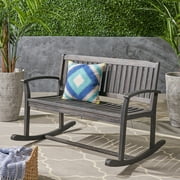 Dexter Patio Acacia Wood Glider, Dark Gray Finish