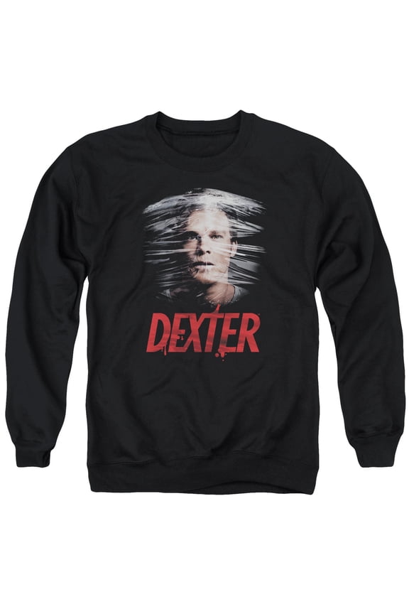 Dexter Plastic Wrap Adult Crewneck Sweatshirt Black
