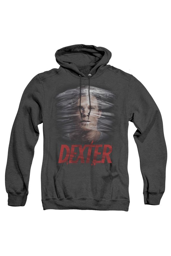 Dexter Plastic Wrap Adult Heather Hoodie Sweatshirt Black