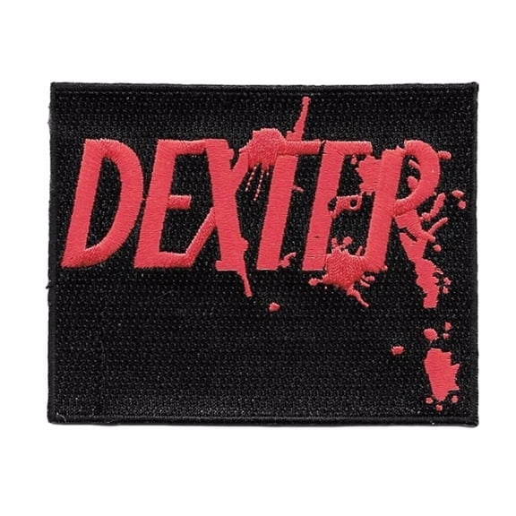 Dexter Red Logo on Black Embroidered Iron On Patch