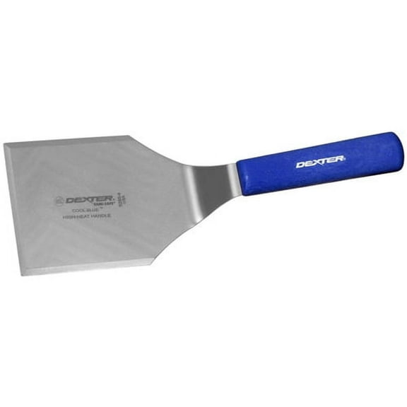 Dexter-Russell Outdoors S285-4H-PCP Hamburger Turner, 5" x 4" Offset Stainless Steel Blade, High-Heat Resistant Blue Handle, Made in USA