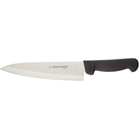 Dexter Russell Chef's Kitchen Knife 8" Drop Point Carbon Satin Blade Polypropylene Handle Black