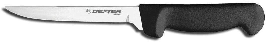 Dexter Russell Stiff Narrow Boning Fixed Blade Knife 6" Boning Carbon Satin Blade Synthetic Handle Black