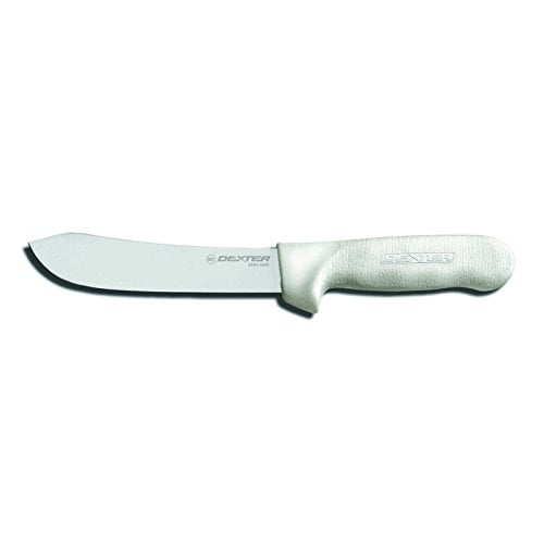 Dexter Sani-Safe Stainless Steel Butcher Knife with White Polypropylene Handle - 8"L Blade