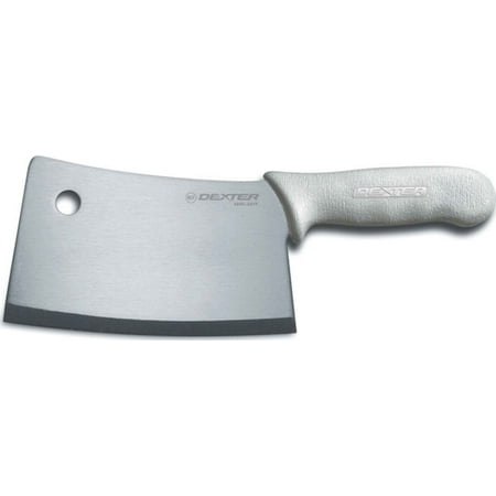 Dexter Sani-Safe Stainless Steel Cleaver with White Polypropylene Handle - 7"L Blade