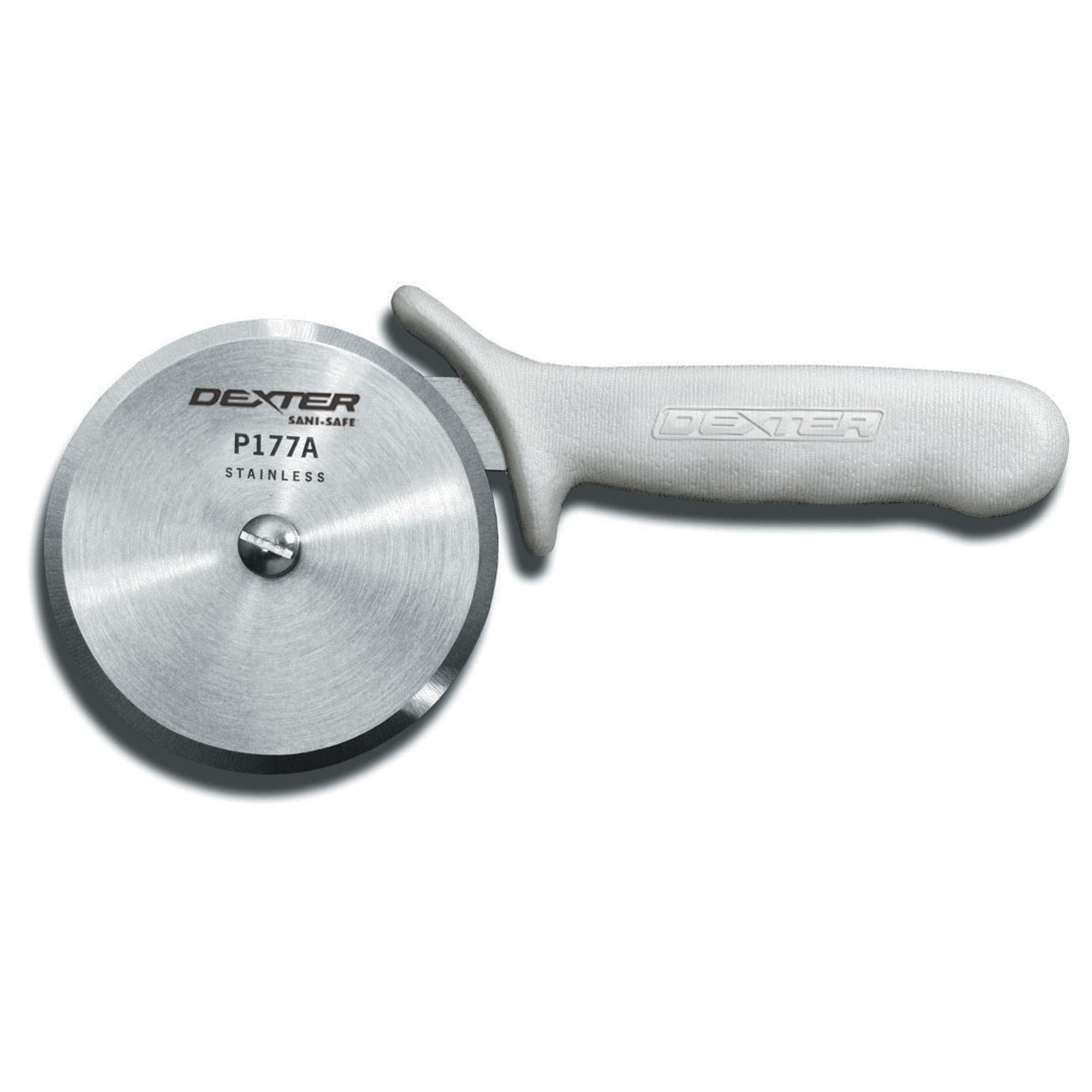 Dexter Sani-Safe 5" Stainless Steel Pizza Cutter with White Plastic Handle