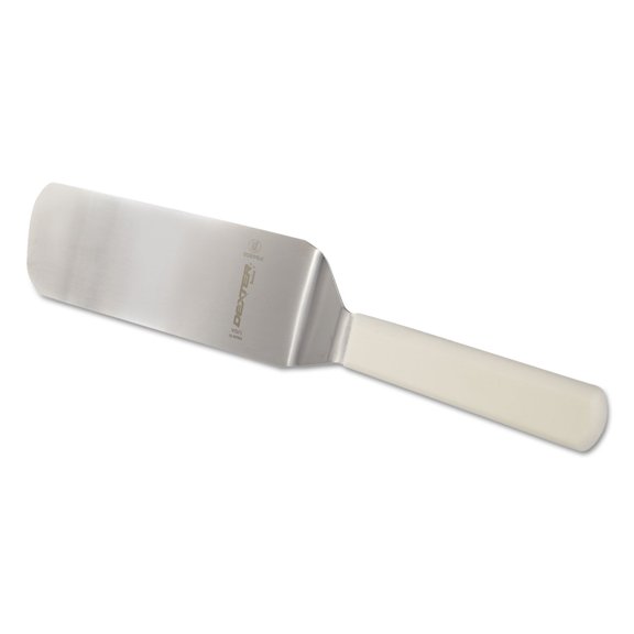 Dexter-Russell P94856 Basics 8" x 3" Cake Turner | Offset Stainless Steel Blade | White Polypropylene Handle | NSF Certified Y101