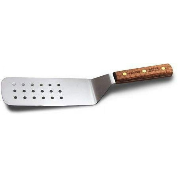 Dexter-Russell PS8698 Traditional 8 x 3 Perforated Turner, Stainless Steel Offset Blade, Rosewood Handle, Medium Size, Made in USA