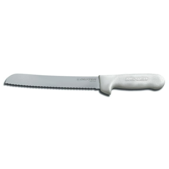 Dexter-Russell S162-8SC-PCP 8" Scalloped Bread Knife, High Carbon Steel Blade, Sani-Safe and Slip-Resistant White Polypropylene Handle, Made in USA