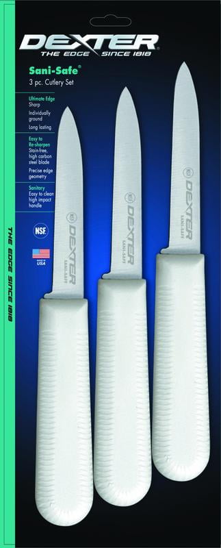 Dexter Russell Sani-Safe 3-Pack Paring Knives w/White Handles