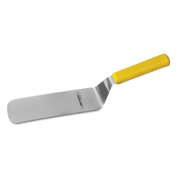 Dexter Sani-Safe® Stainless Steel Cake Turner with Yellow Polypropylene Handle - 8"L x 3"W