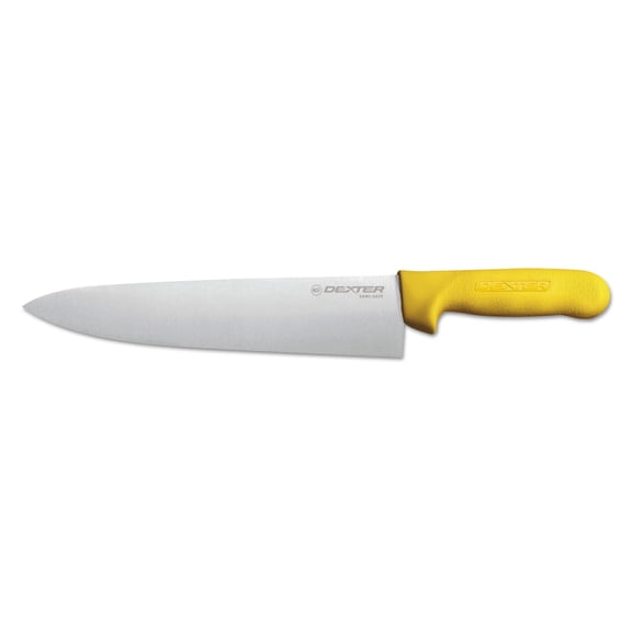 Dexter Russell S145-10Y-PCP Sani-Safe (12433Y) Chef's/Cook's Knife, 10", stain-free, high-carbon steel, textured, polypropylene yellow handle, Perfect Cutlery Packaging, NSF Certified