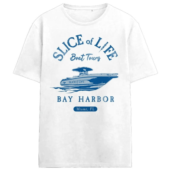 Dexter Slice Of Life Boat Tours Adult White Crew Neck Short Sleeve T-shirt