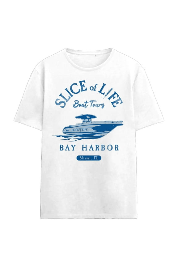 Dexter Slice Of Life Boat Tours Adult White Crew Neck Short Sleeve T-shirt