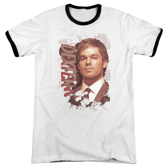 Dexter Splatter Adult Ringer T-Shirt White Black