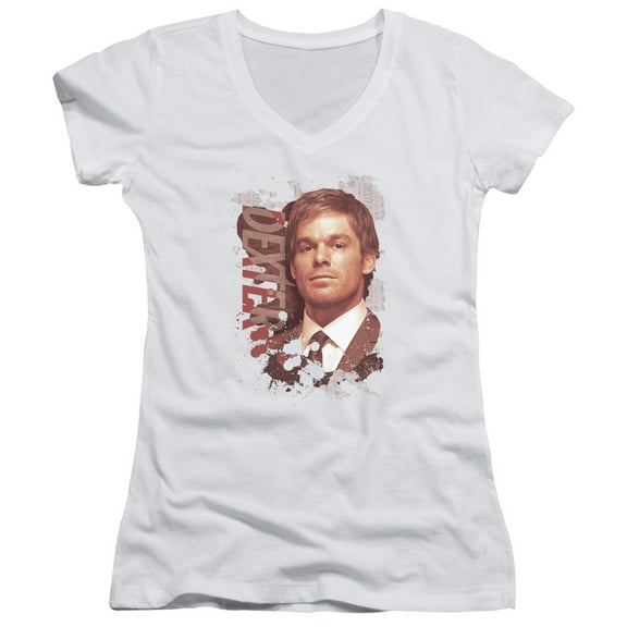 Dexter Splatter Junior Women's V-Neck T-Shirt White