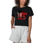 Dexter Stole My Heart Womens Crop Top T-Shirt, Black, Medium