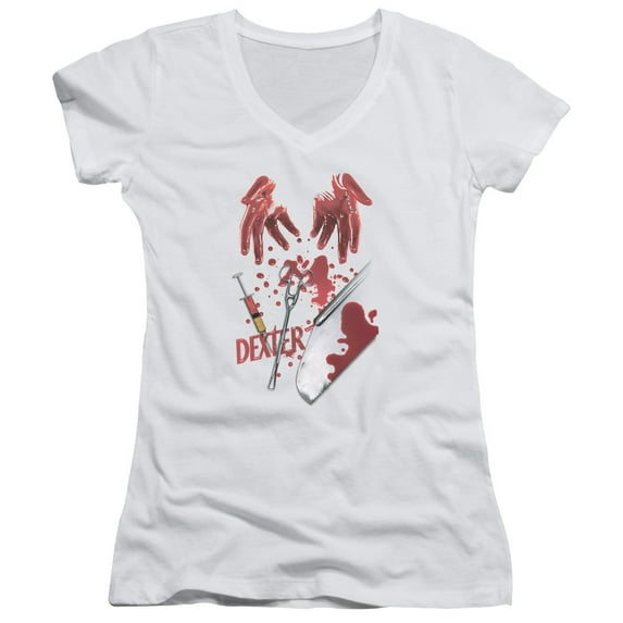 Dexter Tools Of The Trade Junior Women's V-Neck T-Shirt White