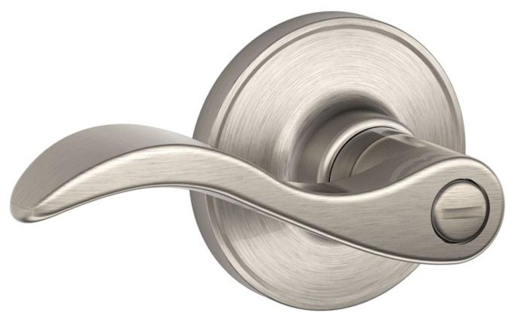 SCHLAGE Dexter Dover Bed And Bath Lever – Satin Stainless Steel Interior Privacy Door Handle, Easy Install
