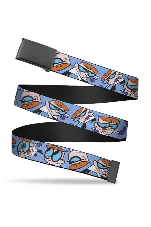 Adjustable Belt, Clamp Buckle, Cut-to-Fit, Dexters Laboratory Dexter Poses Blues