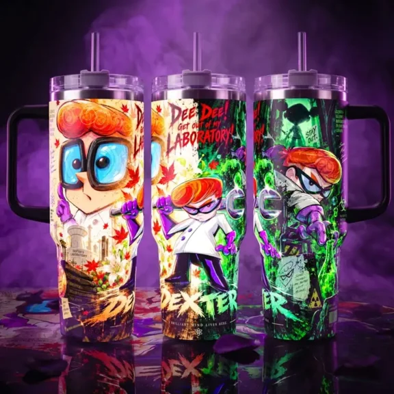 Dexter's Laboratory Dee Dee, Brilliant Mind Secret Genius Cartoon, 40oz Tumbler With Handle, Stainless Steel Insulated Travel Cup for Hot and Cold Drinks
