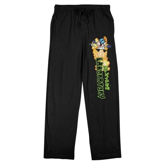 Dexter's Laboratory Logo Men's Black Sleep Pajama Pants-Small
