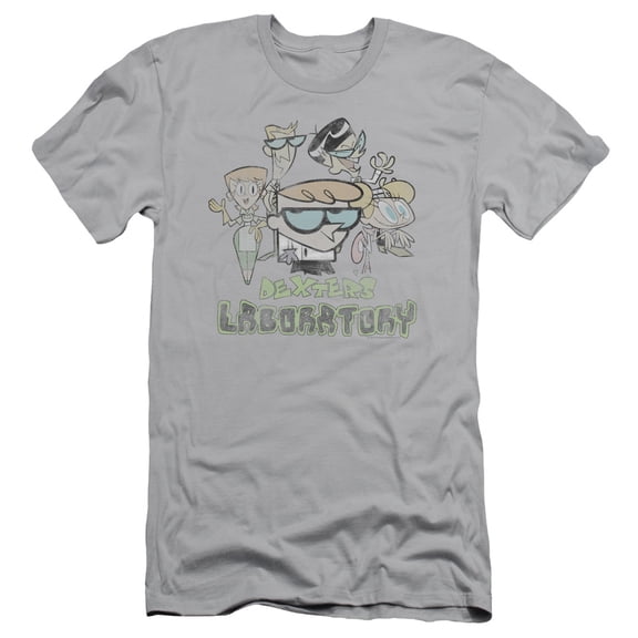 Dexter's Laboratory Vintage Cast S/S Adult 30/1 T-Shirt Silver
