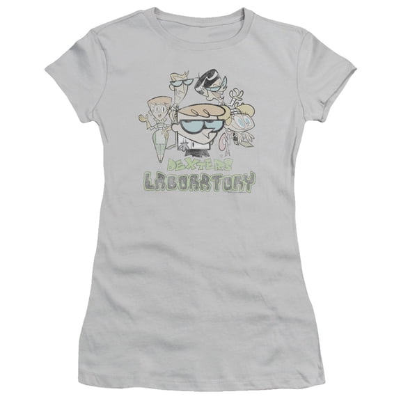 Dexter's Laboratory Vintage Cast S/S Junior Women's T-Shirt Sheer Silver