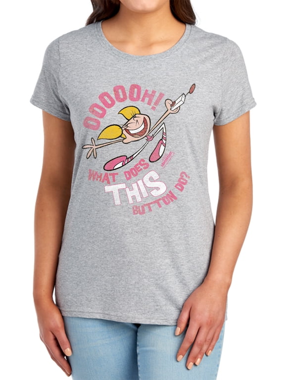 Dexters Laboratory Button Women's T Shirt, Athletic Heather, Medium