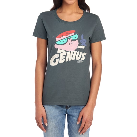 Dexters Laboratory Genius Women's T Shirt, Charcoal, Medium